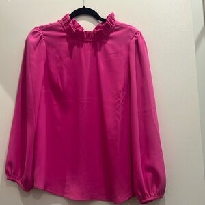 Ruffle Collar Pink J.Crew Blouse - Medium